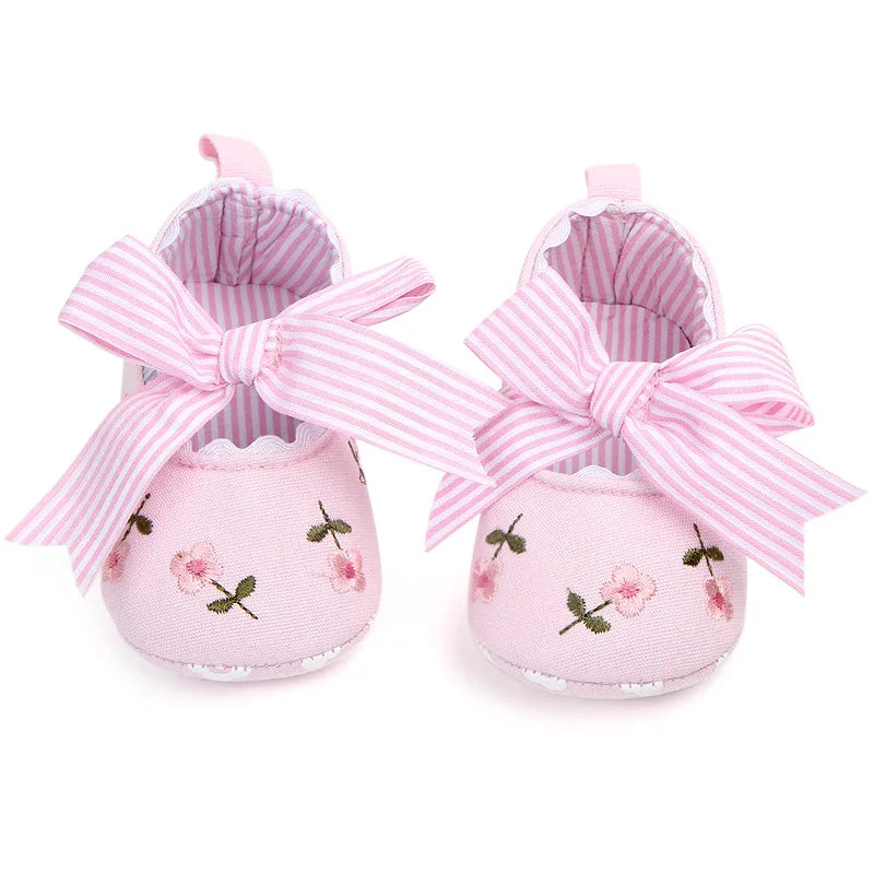 Baby Girl Shoes White Lace Floral Embroidered Soft