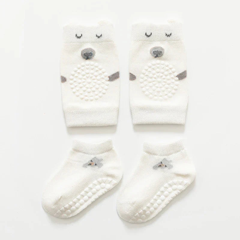 Baby Knee Pads Socks Set Anti-Slip Socks Kneecap