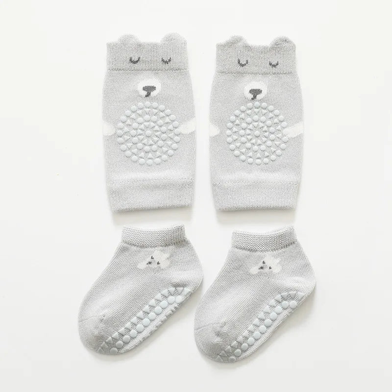 Baby Knee Pads Socks Set Anti-Slip Socks Kneecap