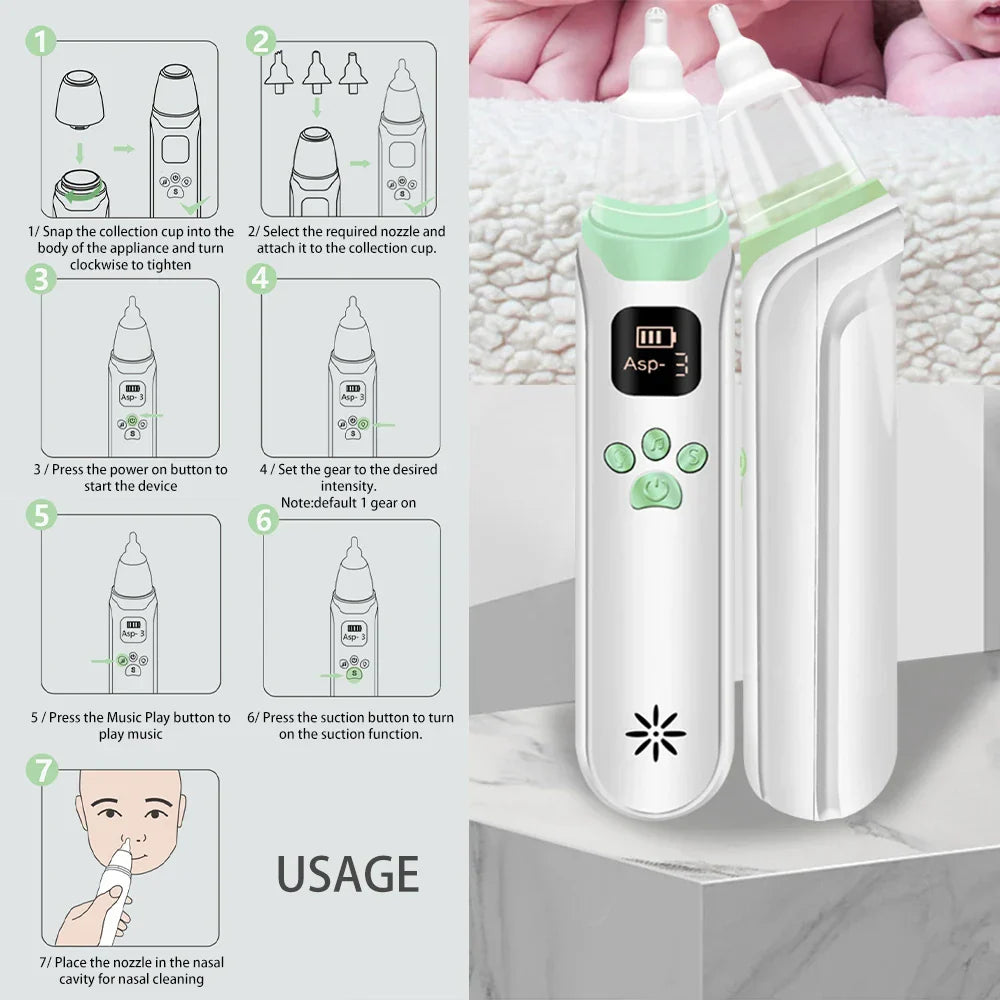 Baby Nasal Aspirator Nose Cleaner Silicone Adjustable Suction