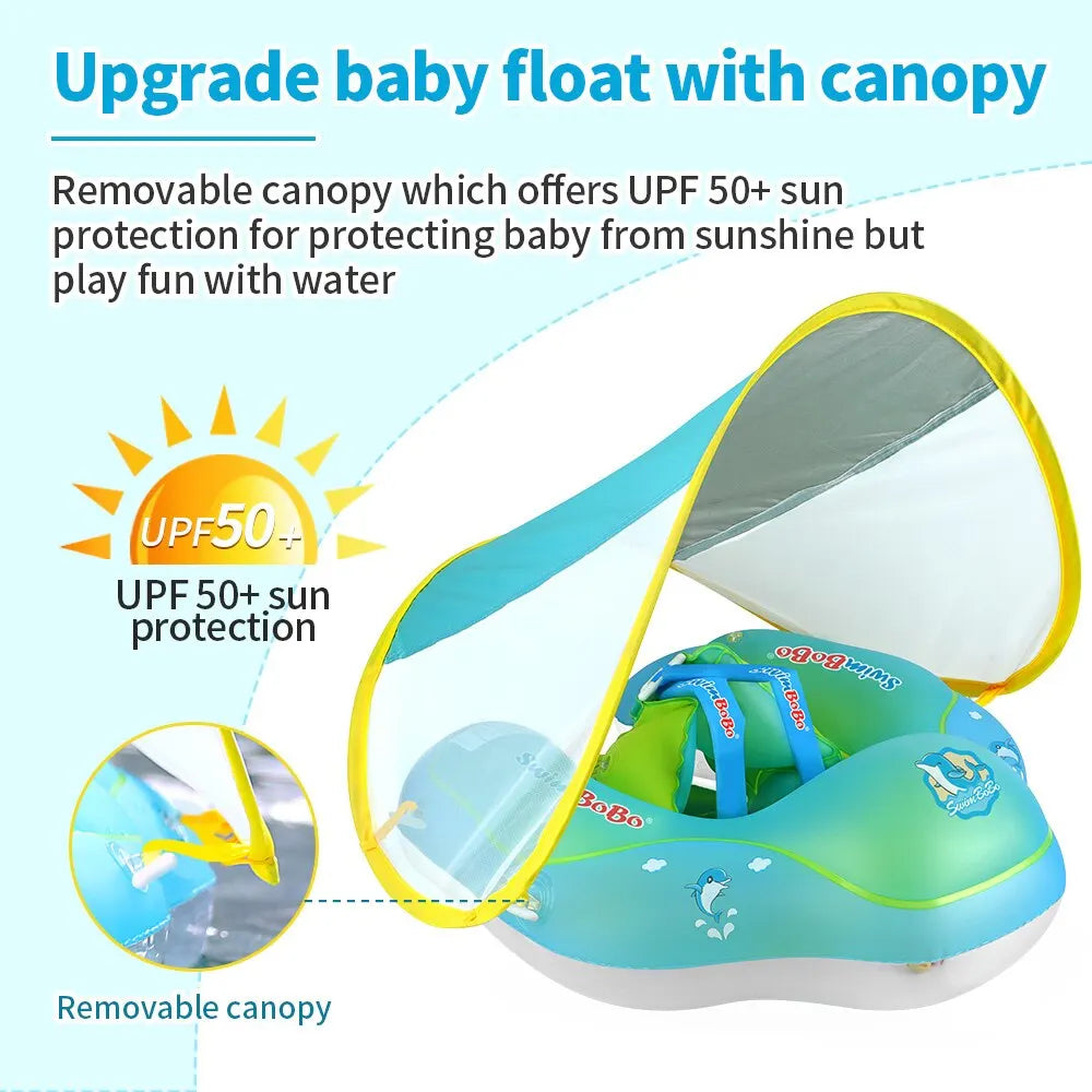 Baby Swimming Float Canopy Inflatable Infant Floating Ring