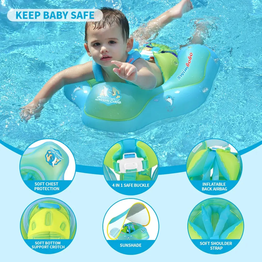 Baby Swimming Float Canopy Inflatable Infant Floating Ring