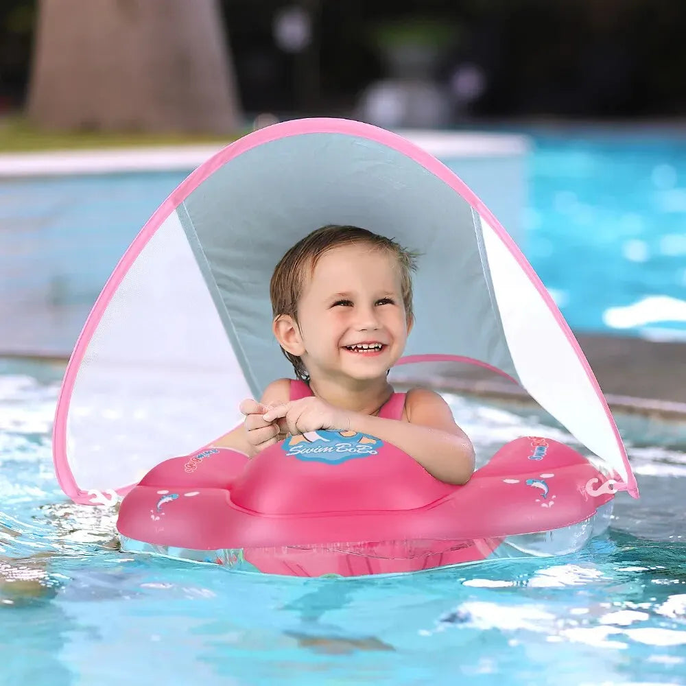 Baby Swimming Float Canopy Inflatable Infant Ring Kids