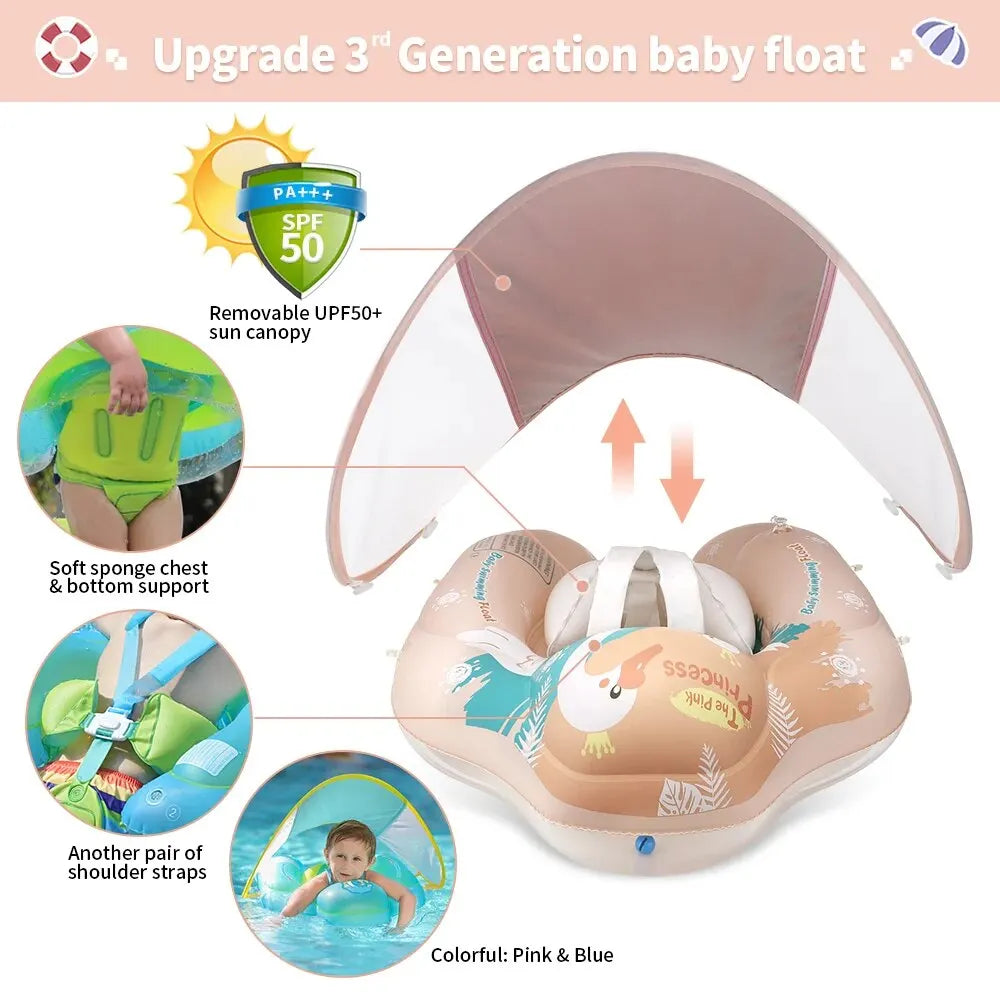 Baby Swimming Float Canopy Inflatable Infant Ring Kids