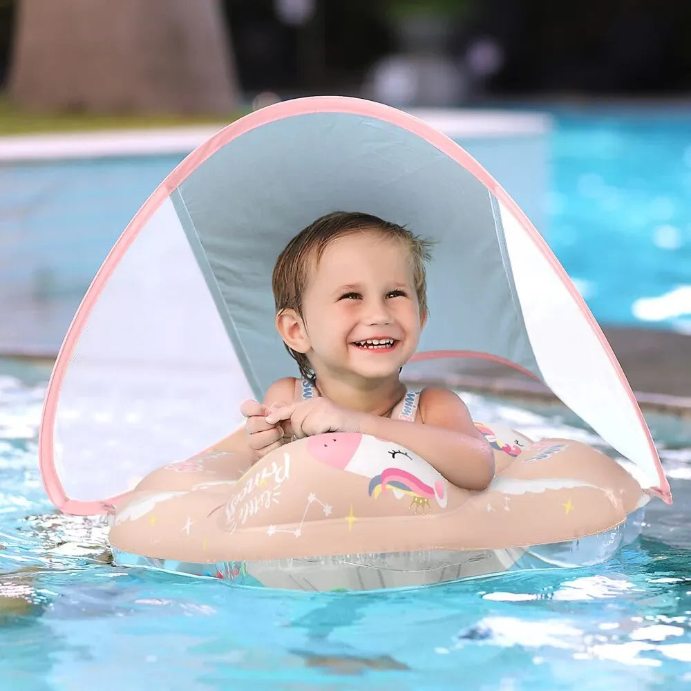 Baby Swimming Float Canopy Inflatable Infant Ring Kids