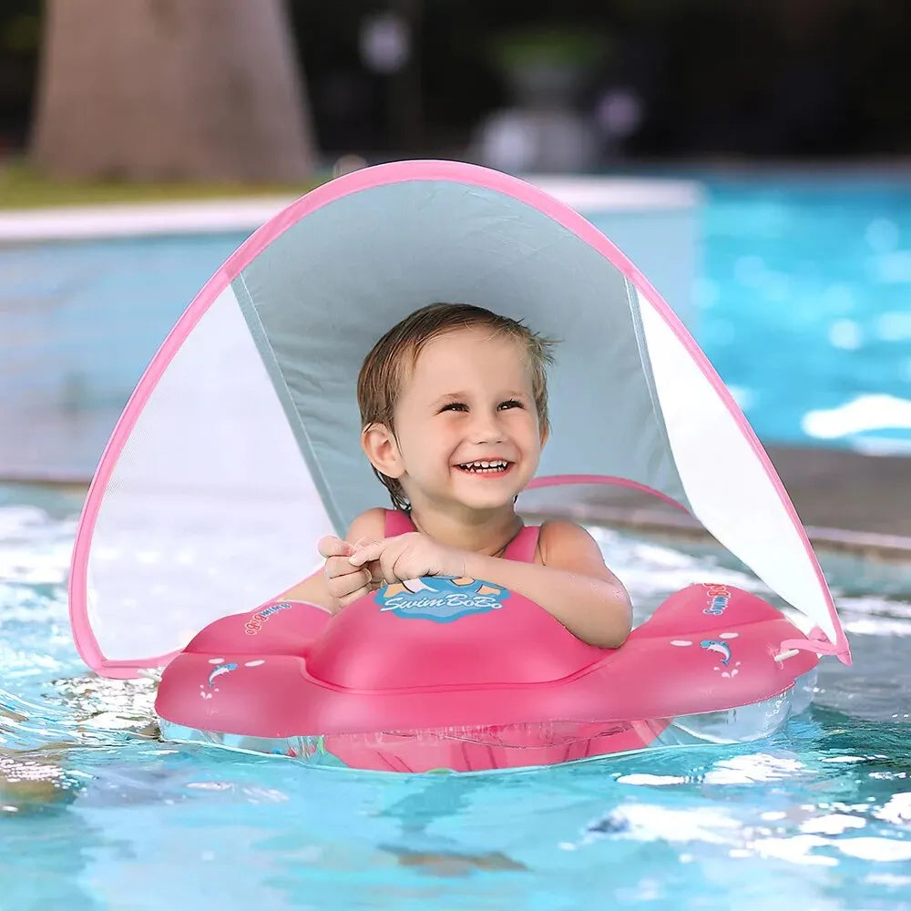 Baby Swimming Float Canopy Inflatable Infant Ring Kids