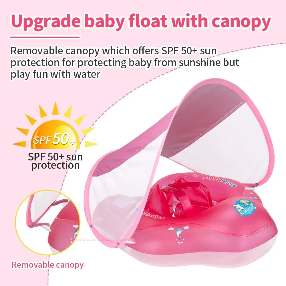 Baby Swimming Float Canopy Inflatable Infant Ring Kids