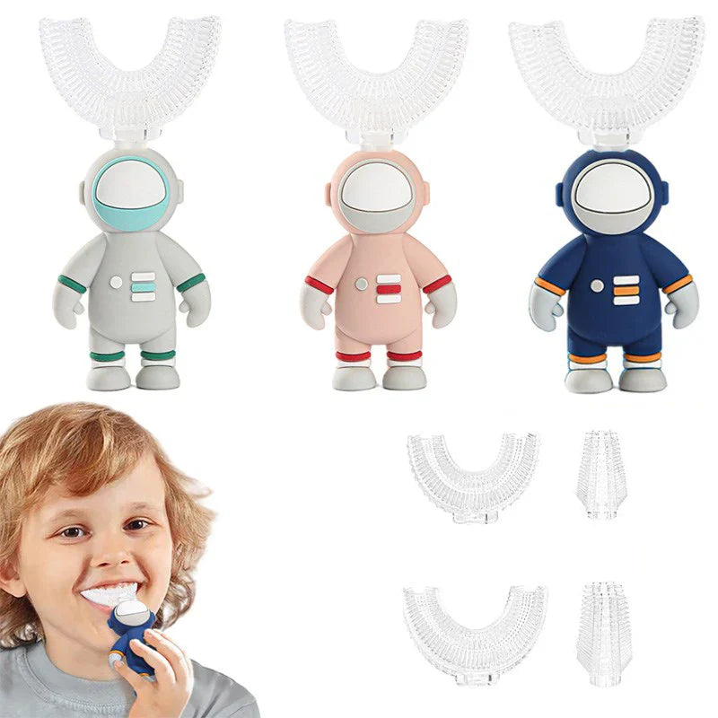 Baby Toothbrush Astronaut Handle Children 360 Degree U-shaped