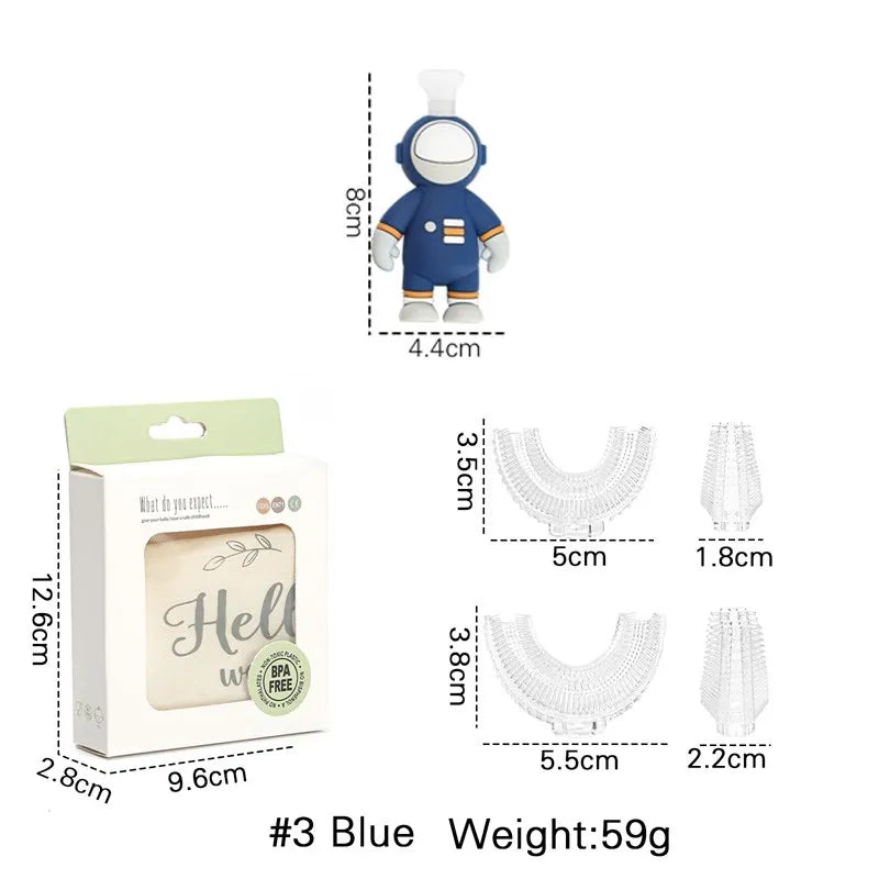 Baby Toothbrush Astronaut Handle Children 360 Degree U-shaped