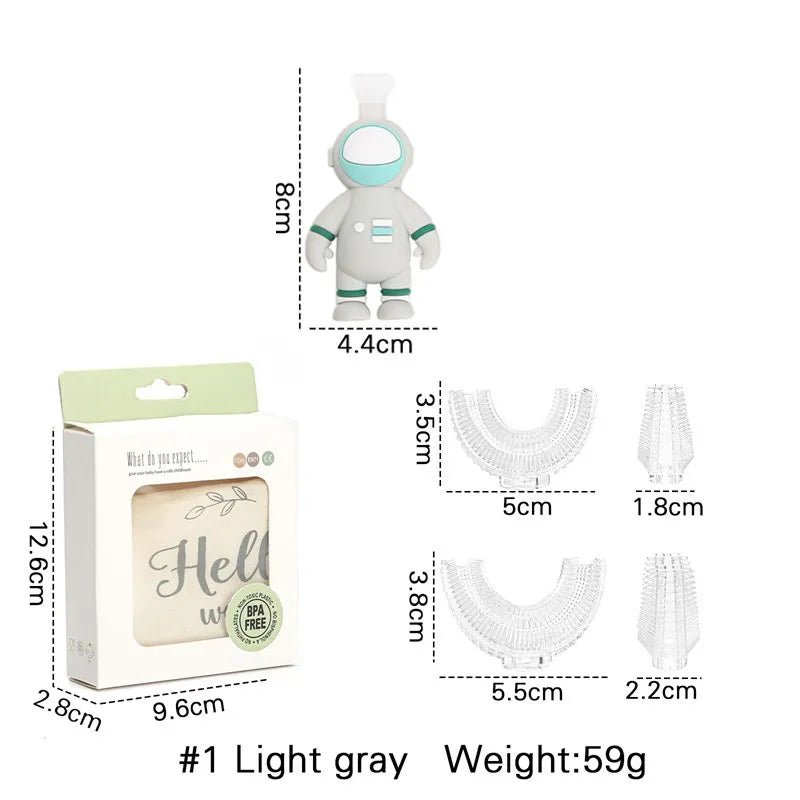 Baby Toothbrush Astronaut Handle Children 360 Degree U-shaped