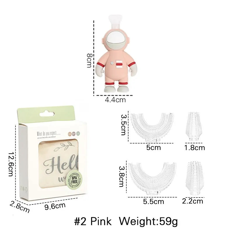 Baby Toothbrush Astronaut Handle Children 360 Degree U-shaped