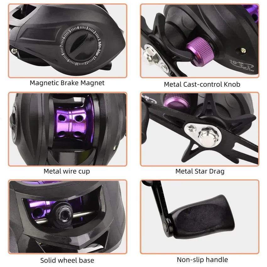 Baitcasting Reel 7.2:1 High Speed Long Shoot Prevent