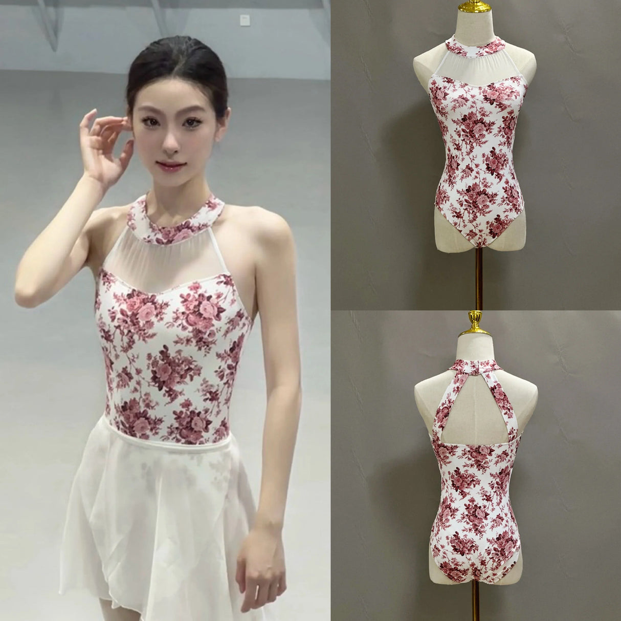 Ballet Leotard Women Elegance High Collar Yoga Jumpsuit