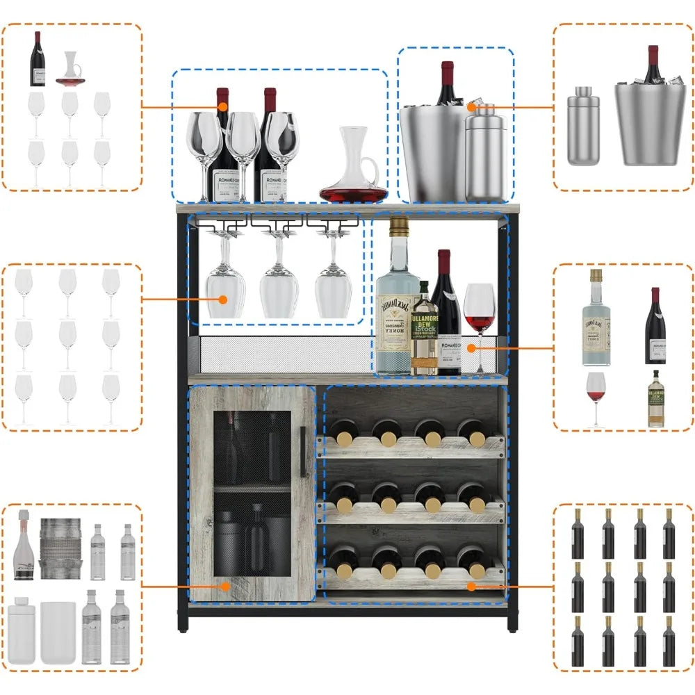 Bar cabinet with removable wine rack and 1