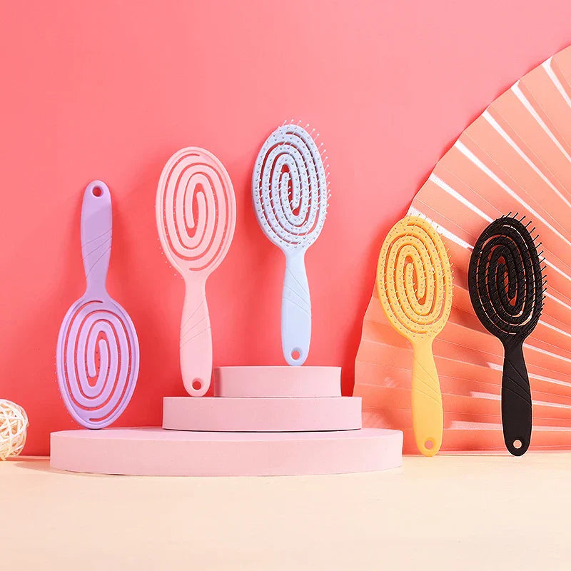 Bath Anti-screw Oval Hollow Hairdressing Hair Brush Activity