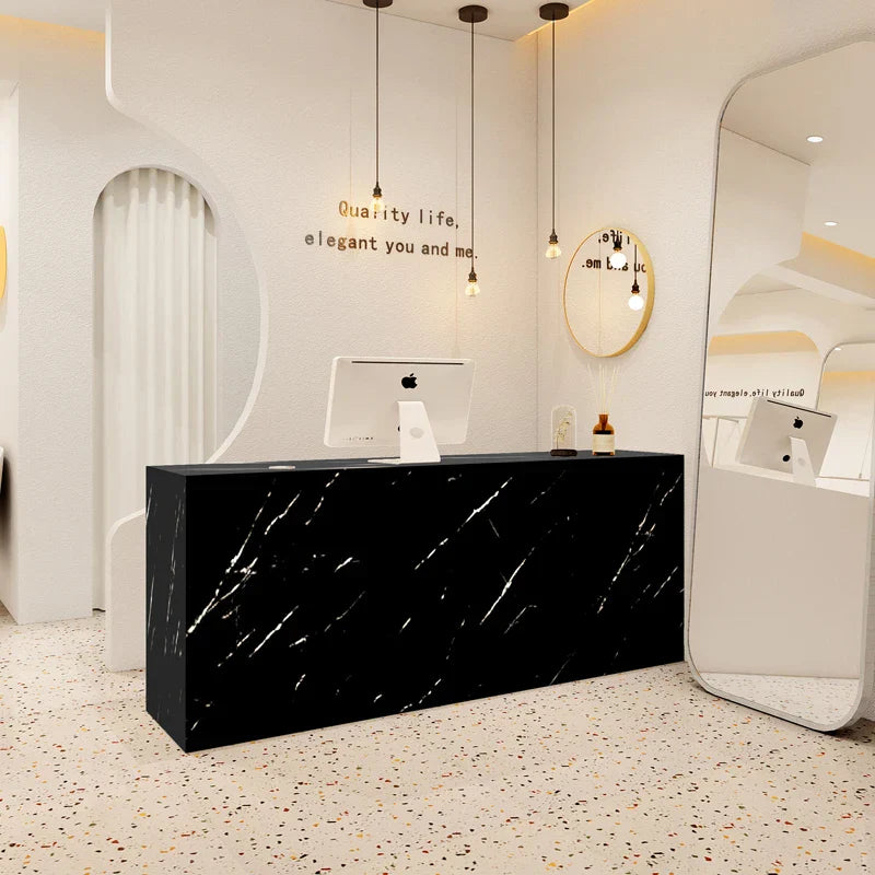 Black Minimalist Reception Desks Nordic Counter Luxury Office