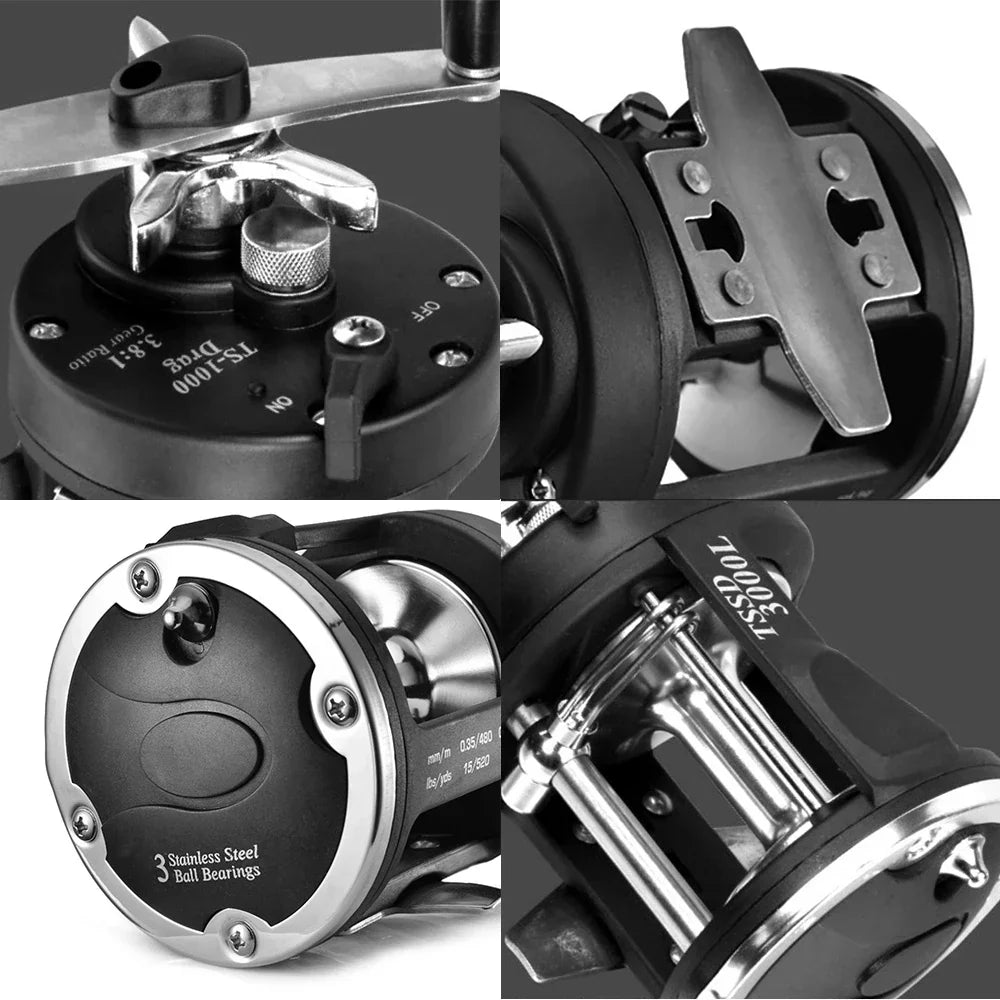 Boat Sea Fishing Reel Trolling Fishing Reel Right Hand Drum Fishing Wheel Precision and Low Noise Fishing Reel for Angler