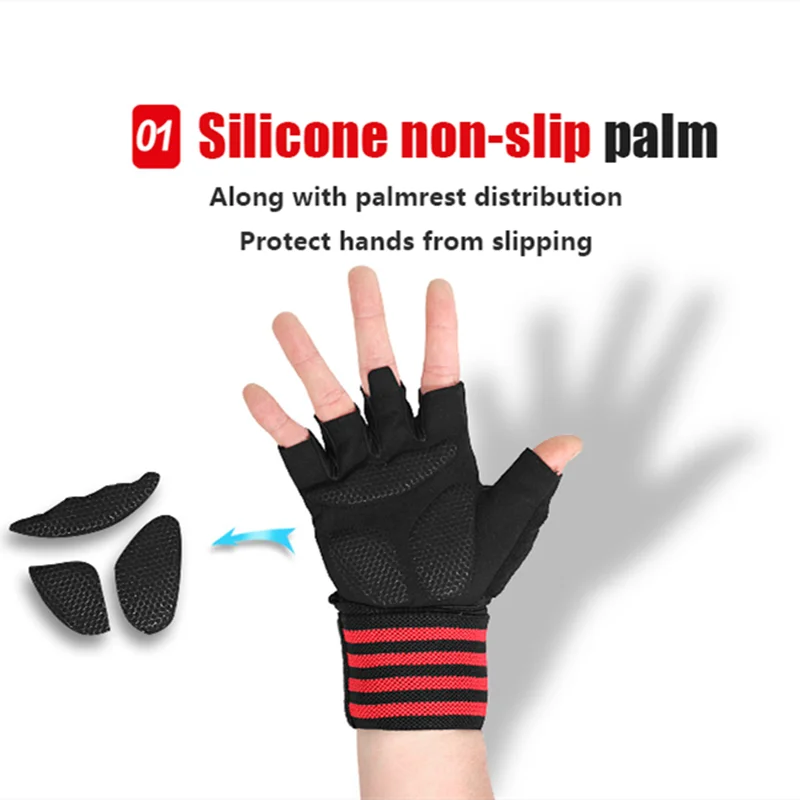 Body Building Gym Training Fitness WeightLifting Red Gloves