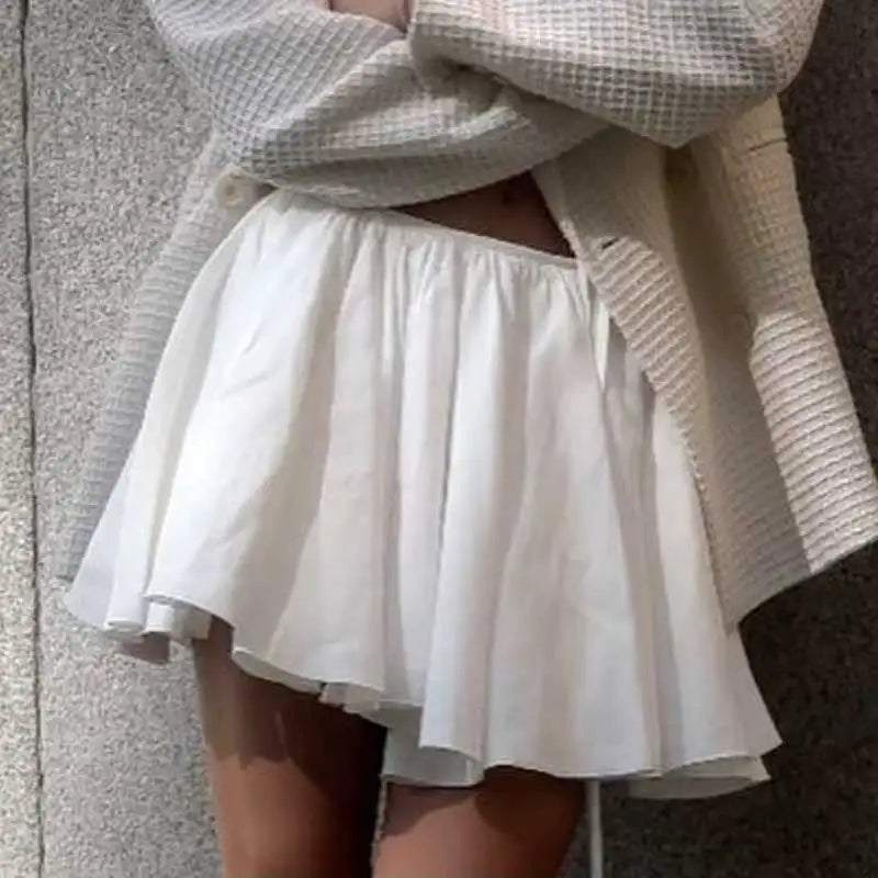 Boho Inspired white Gathered Mini skirt women nex