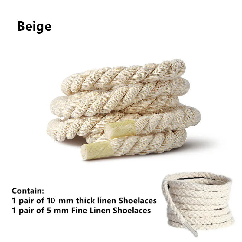 Bold Cotton Linen Twist Weave Shoelaces Wood Color