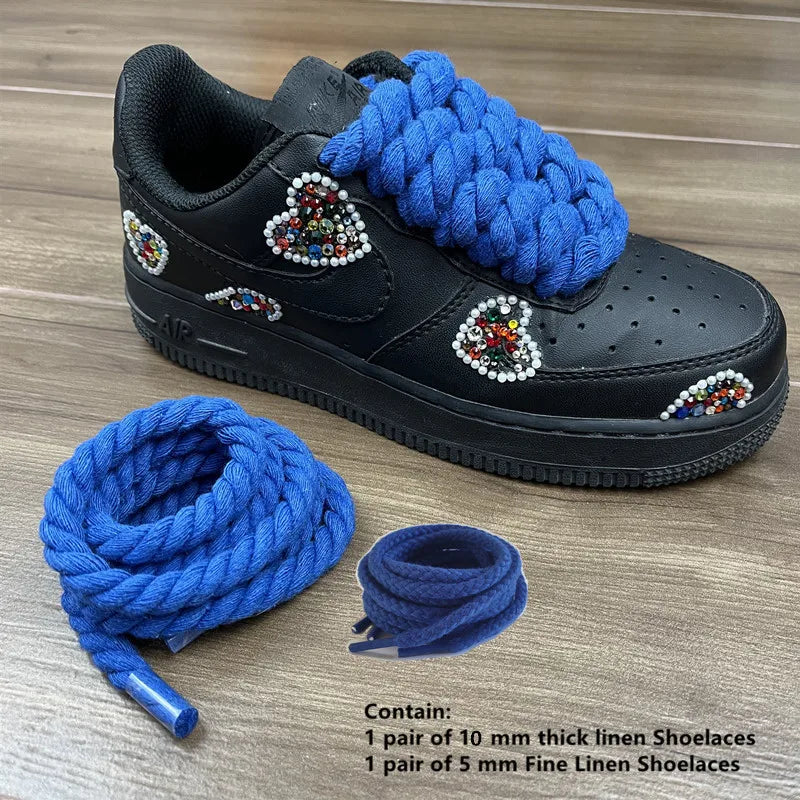 Bold Cotton Linen Twist Weave Shoelaces Wood Color