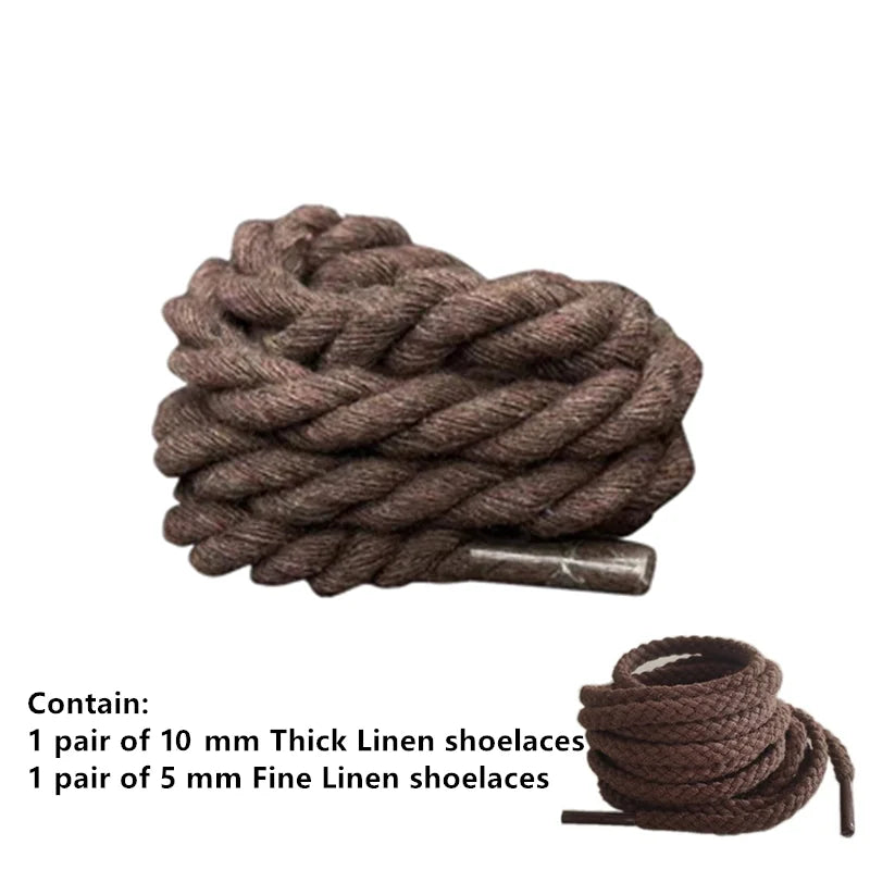 Bold Cotton Linen Twist Weave Shoelaces Wood Color