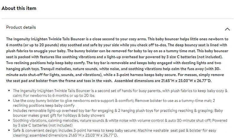 Bouncer Seat with Light Up Toy Bar