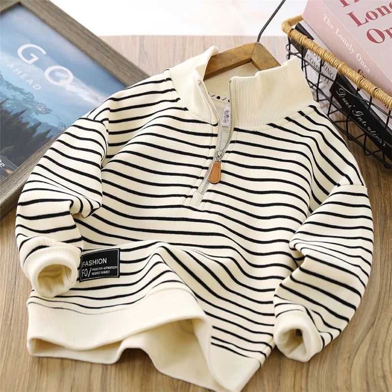 Boys Stripes Sweatshirt Spring Autumn Girls Casual Pullover