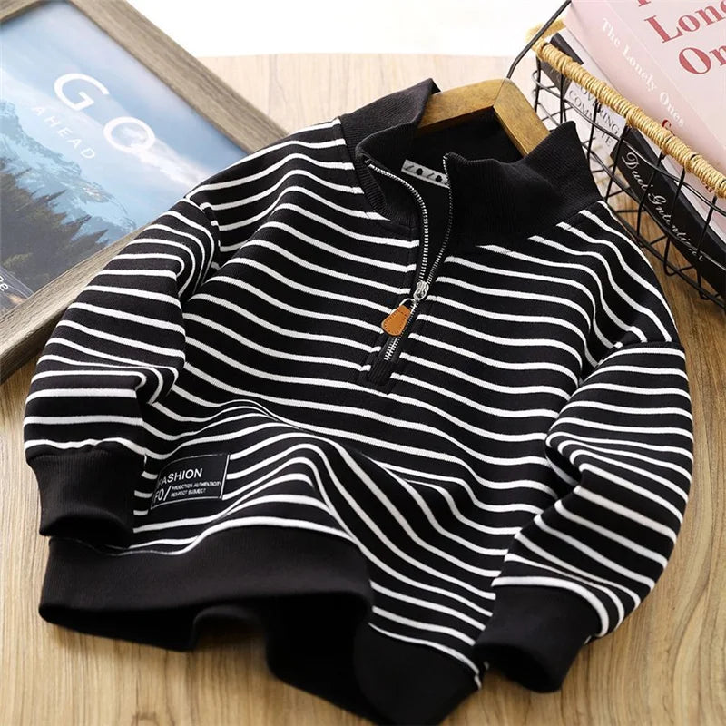 Boys Stripes Sweatshirt Spring Autumn Girls Casual Pullover