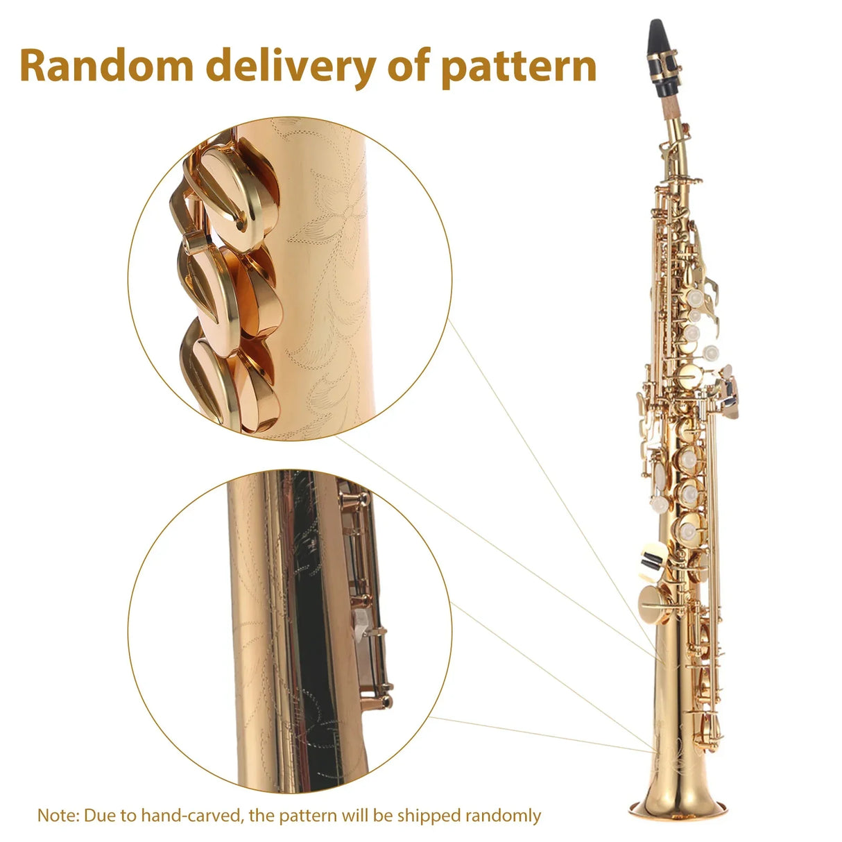 Brass Straight Soprano Saxophone Bb BFlat Woodwind Instrument