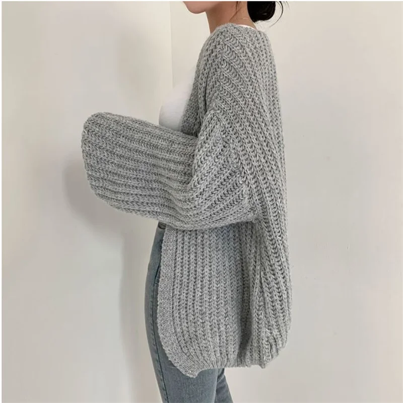 CAKULO Vintage Harajuku Lantern Sleeve Women Cardigan Sweater