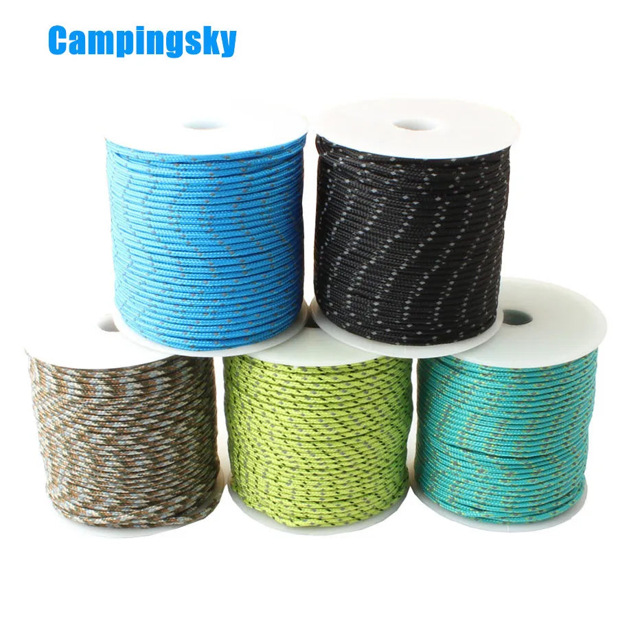 CAMPINGSKY Reflective Paracord 2mm 3 Strand Core Outdoor