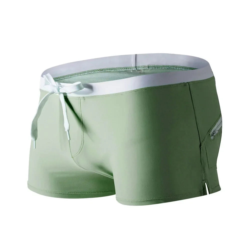 CLEVER-MENMODE Men's Swimwear Sexy Swim Boxer Shorts Trunks