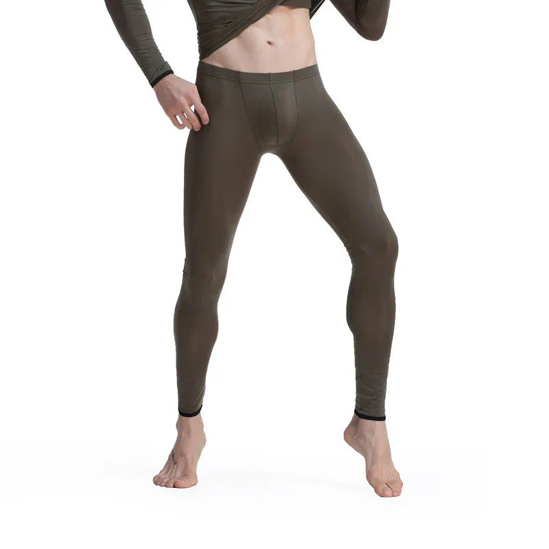 CLEVER-MENMODE Sheer Men's Ice Silk Long Johns Pants