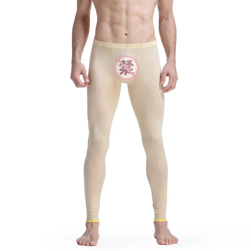 CLEVER-MENMODE Sheer Men's Ice Silk Long Johns Pants