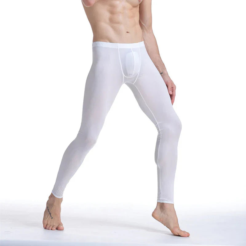 CLEVER-MENMODE Sheer Men's Ice Silk Long Johns Pants