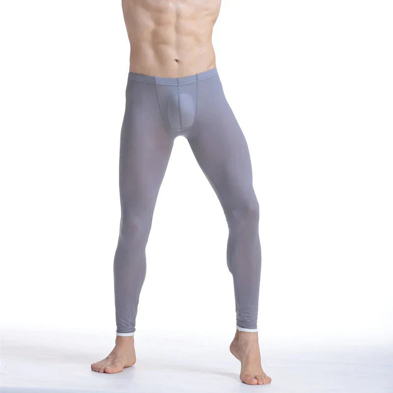 CLEVER-MENMODE Sheer Men's Ice Silk Long Johns Pants