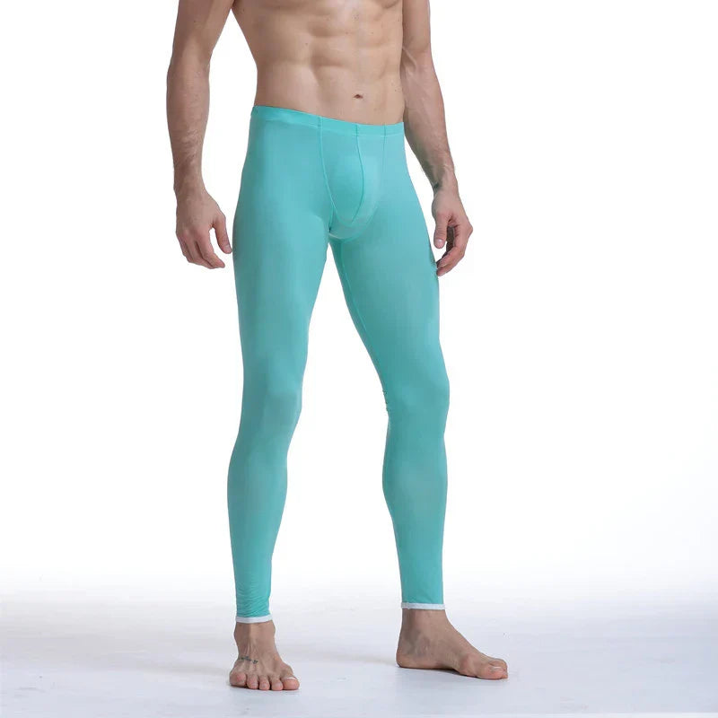CLEVER-MENMODE Sheer Men's Ice Silk Long Johns Pants