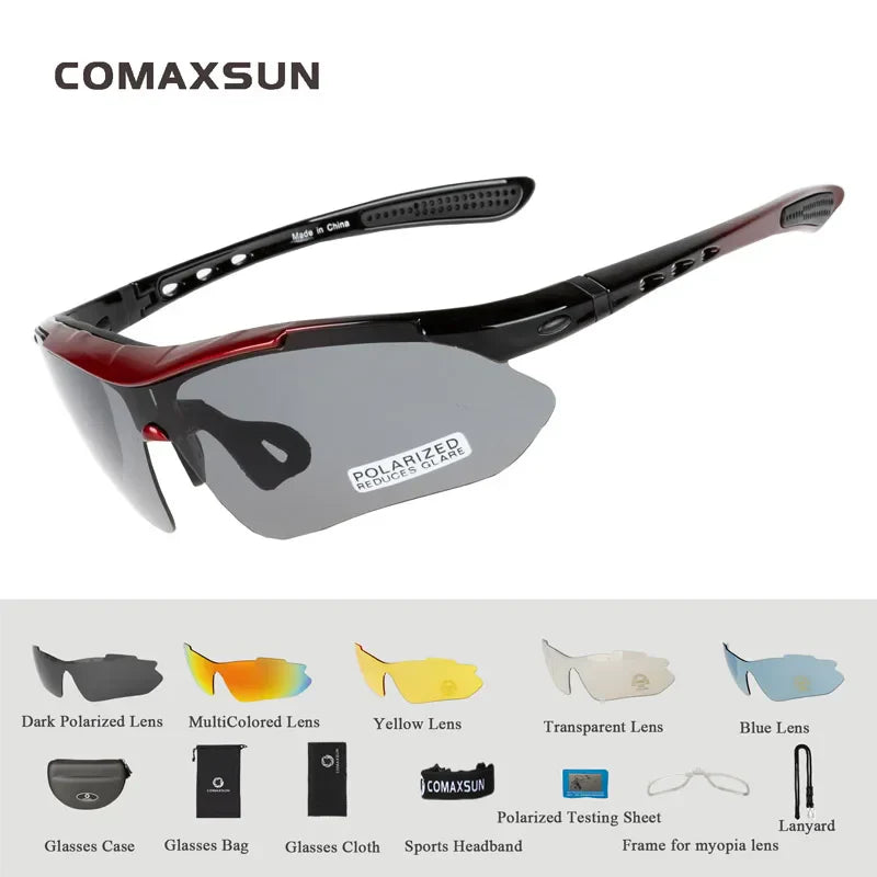 COMAXSUN Professional Polarized Cycling Glasses Bike Goggles Outdoor
