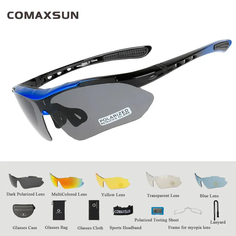 COMAXSUN Professional Polarized Cycling Glasses Bike Goggles Outdoor