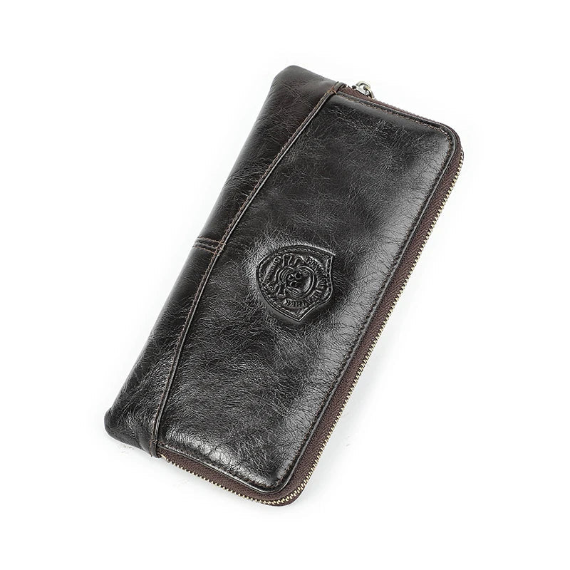 CONTACT'S Genuine Leather RFID Long Women's Wallets Skull Pattern Zipper Women's Purses Card Holders Luxury Designer Money Clip