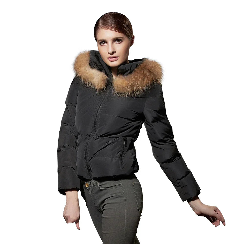COUTUDI Women Winter Down Coat With Fur Hooded