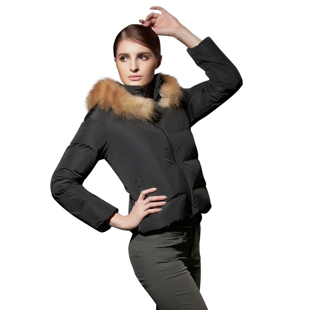 COUTUDI Women Winter Down Coat With Fur Hooded