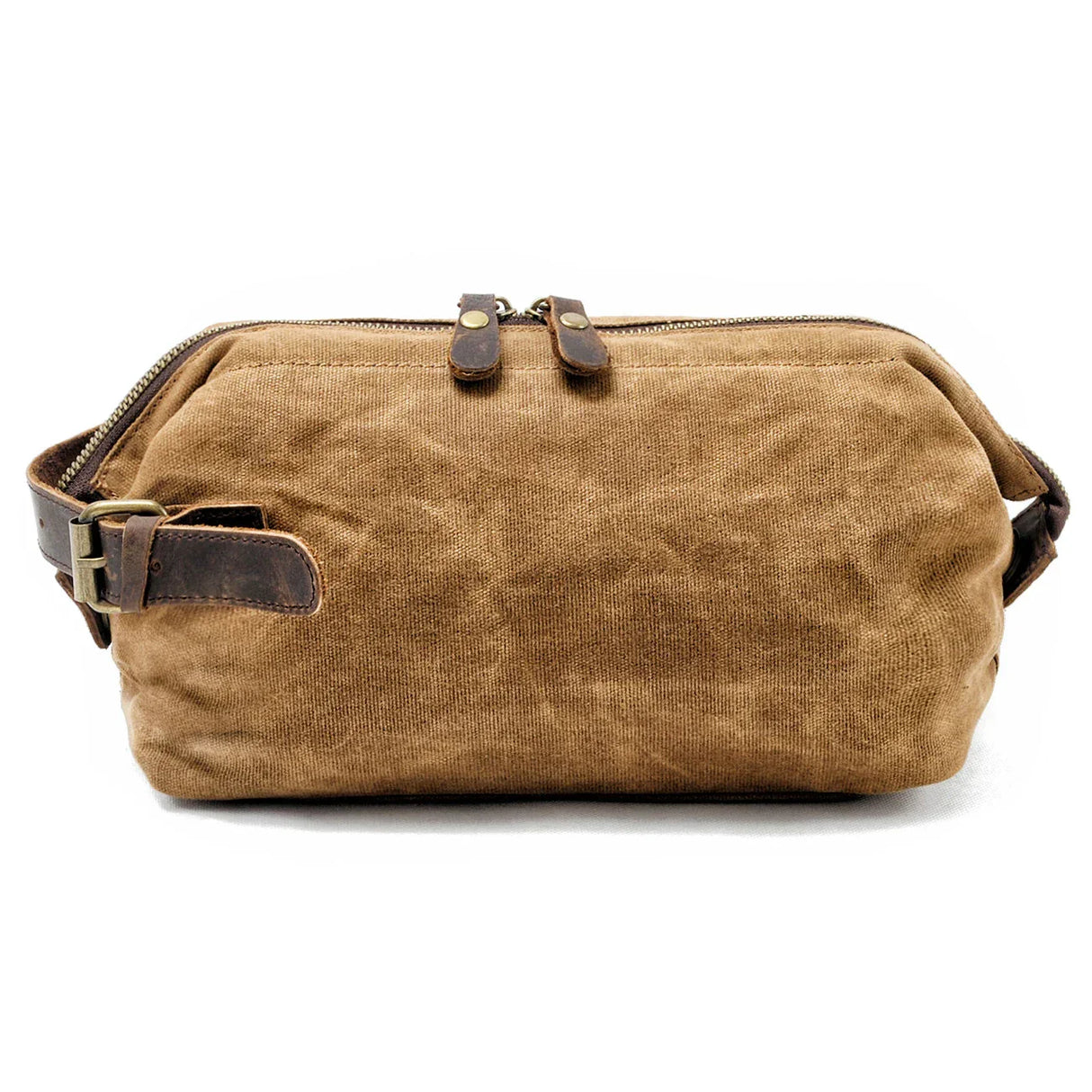 Canvas And Leather Men Toiletry Bag Water-resistant Dopp