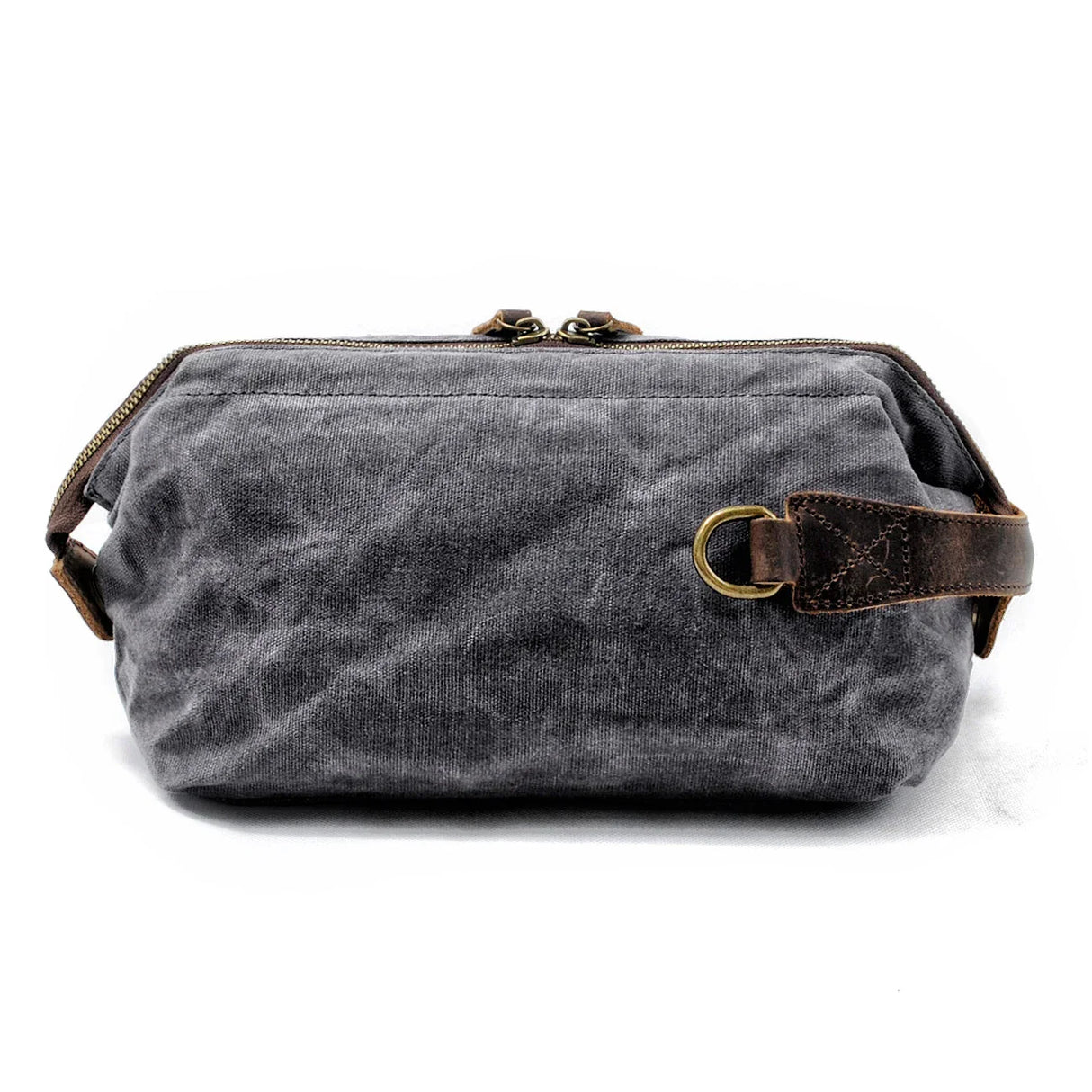 Canvas And Leather Men Toiletry Bag Water-resistant Dopp