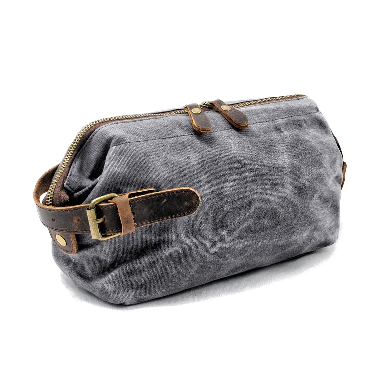 Canvas And Leather Men Toiletry Bag Water-resistant Dopp