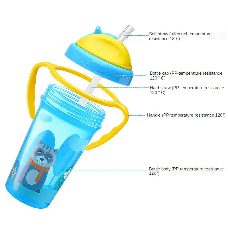 Cartoon Baby Feeding Cup with Straw BPA Free