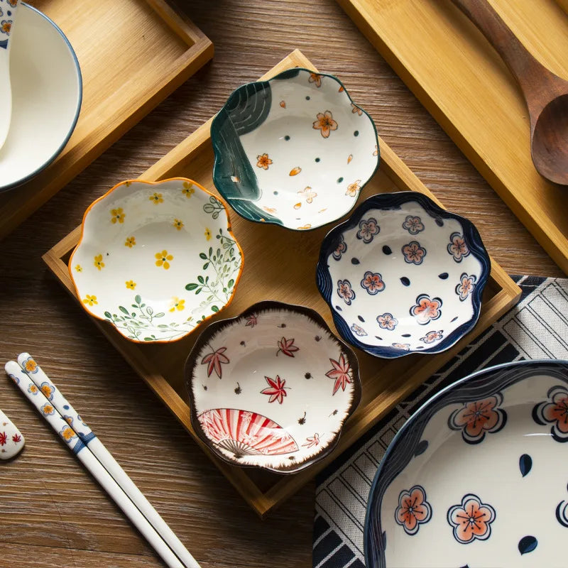 Ceramic Dessert Sauce Dish Flower Sushi Plates Tableware