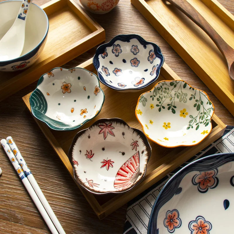 Ceramic Dessert Sauce Dish Flower Sushi Plates Tableware