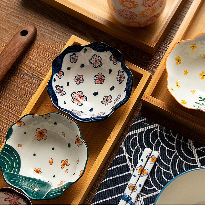 Ceramic Dessert Sauce Dish Flower Sushi Plates Tableware
